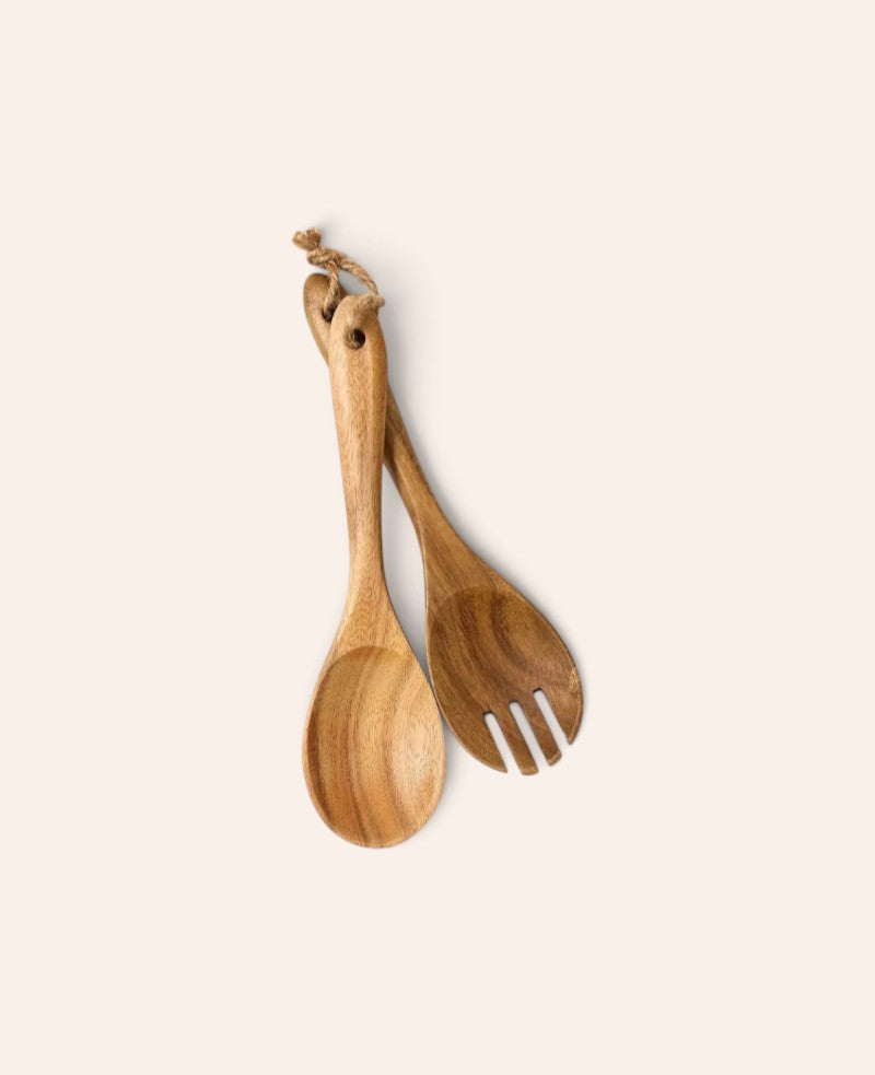 2-teiliges Salatbesteck aus Akazienholz, 26 x 7 cm
