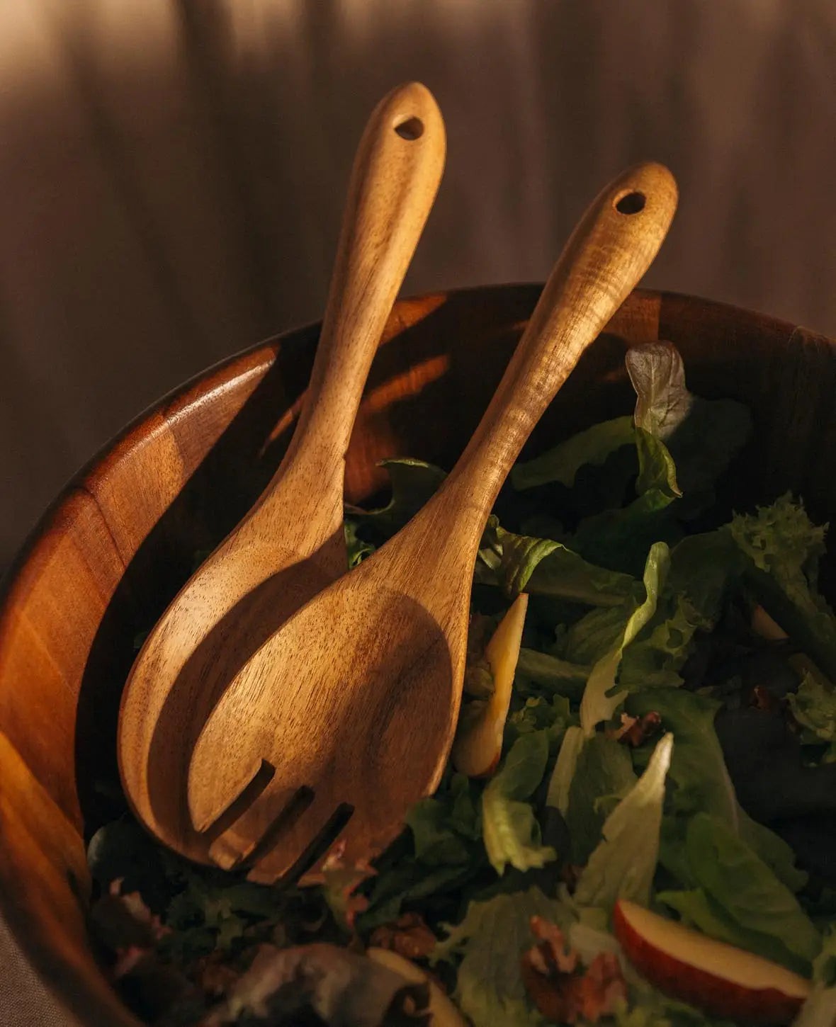 2-teiliges Salatbesteck aus Akazienholz, 26 x 7 cm