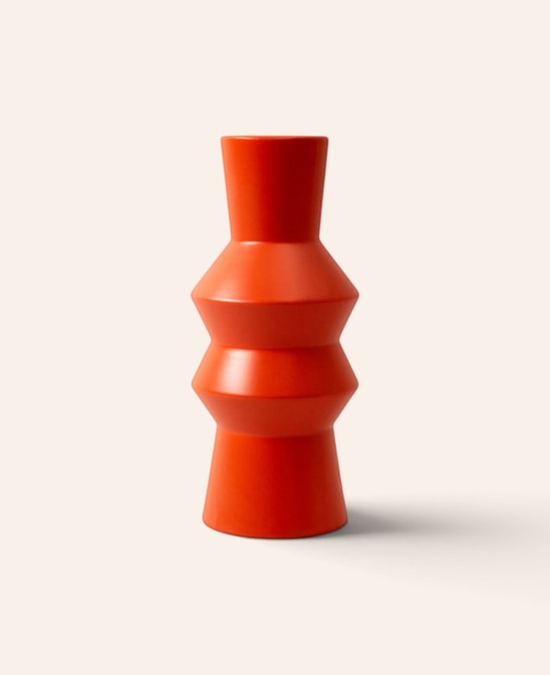 Grosse Vase aus Keramik in Orange, Ø 13 x H 31 cm