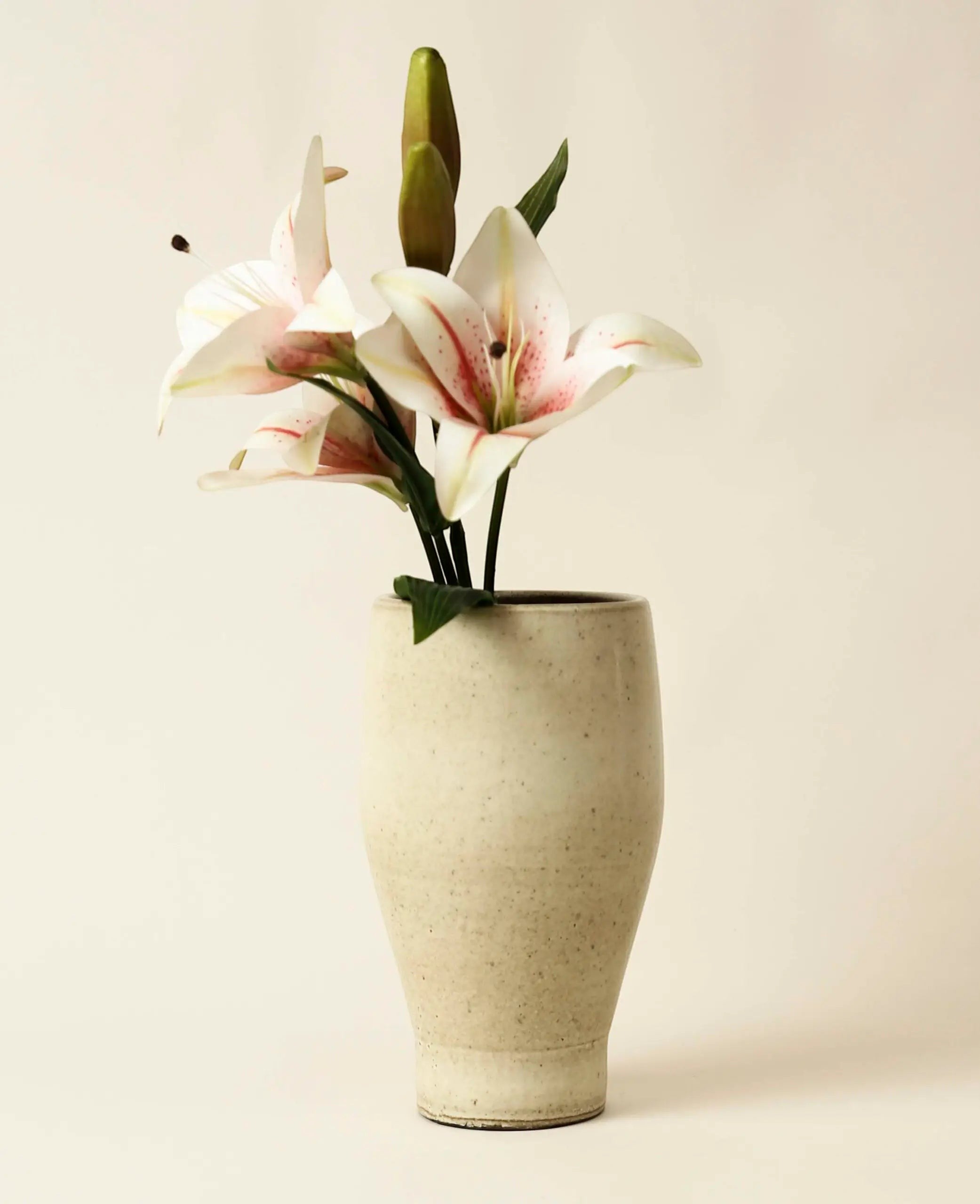 Beiger Blumentopf / XL Vase aus Keramik, Ø 14 cm x 28 cm