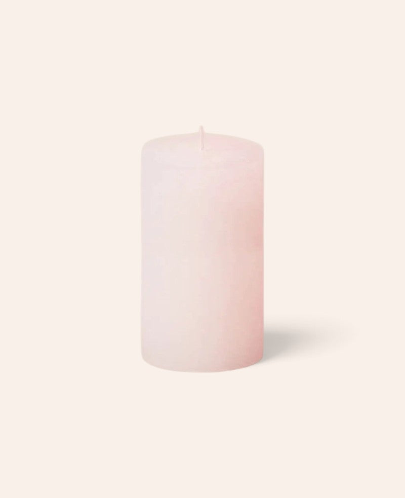 Rustic Kerze / Zylinderkerze in Soft Rosa / Altrosa , Ø 7 x Höhe 14 cm