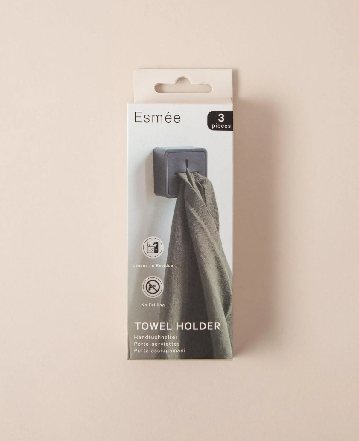 3er Set selbstklebende Handtuchhalter / Handtuchklemme für Geschirr- und Handtücher in Schwarz