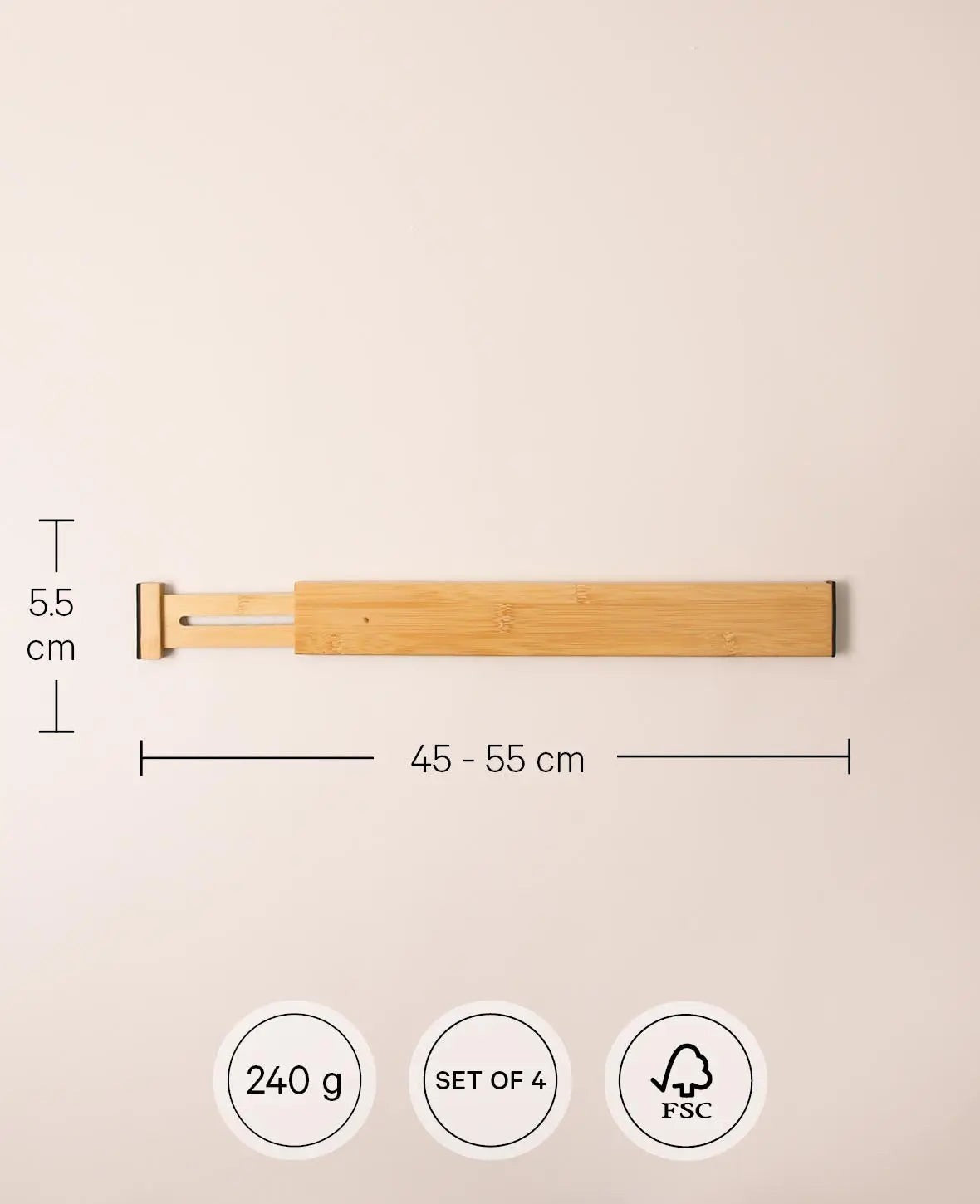 Schubladentrenner / Schubladenunterteiler, 4 Stk., 45-55 cm