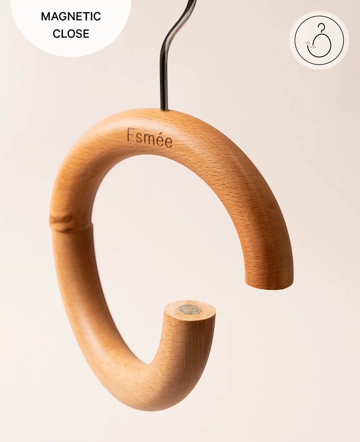 3 Stück runde Hängebügel für Schals, Taschen und ezimmertücher, aus FSC Buchenholz, Ø 10cm