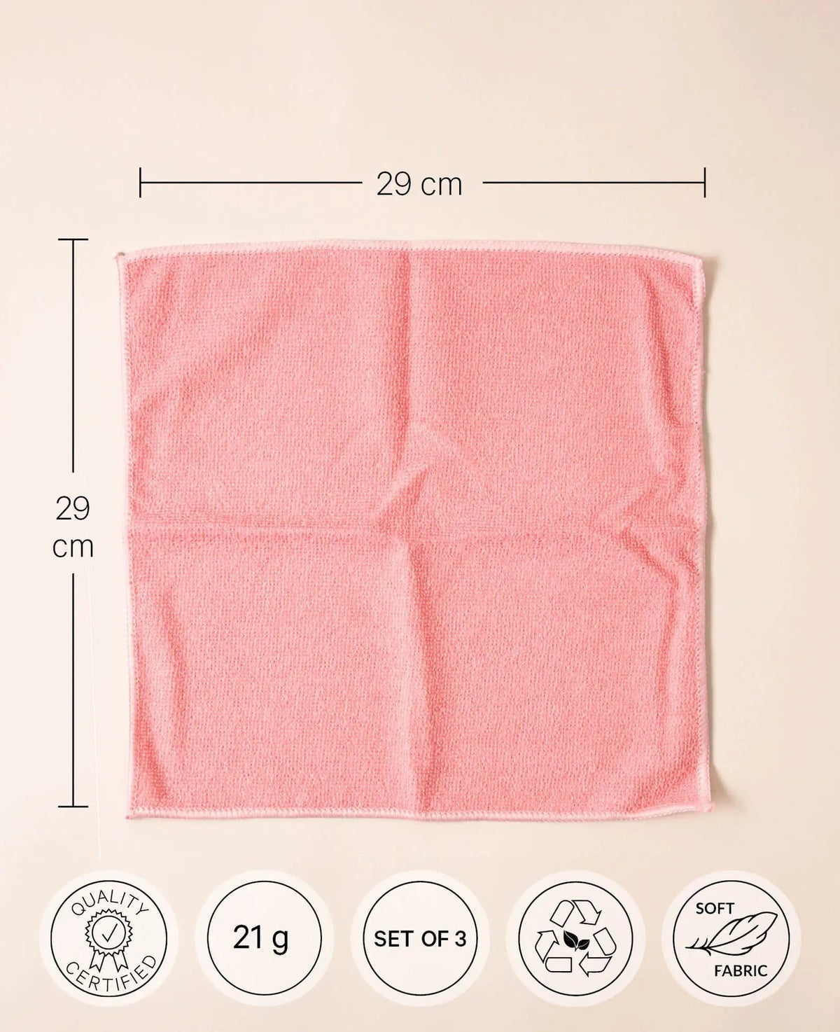 3 Stück Mikrofasertücher aus recyceltem Polyester, rottöne, 30 x 30 cm