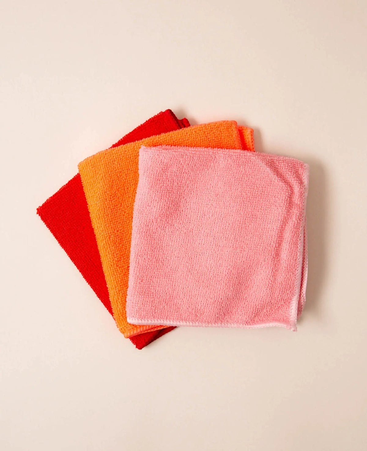 3 Stück Mikrofasertücher aus recyceltem Polyester, rottöne, 30 x 30 cm