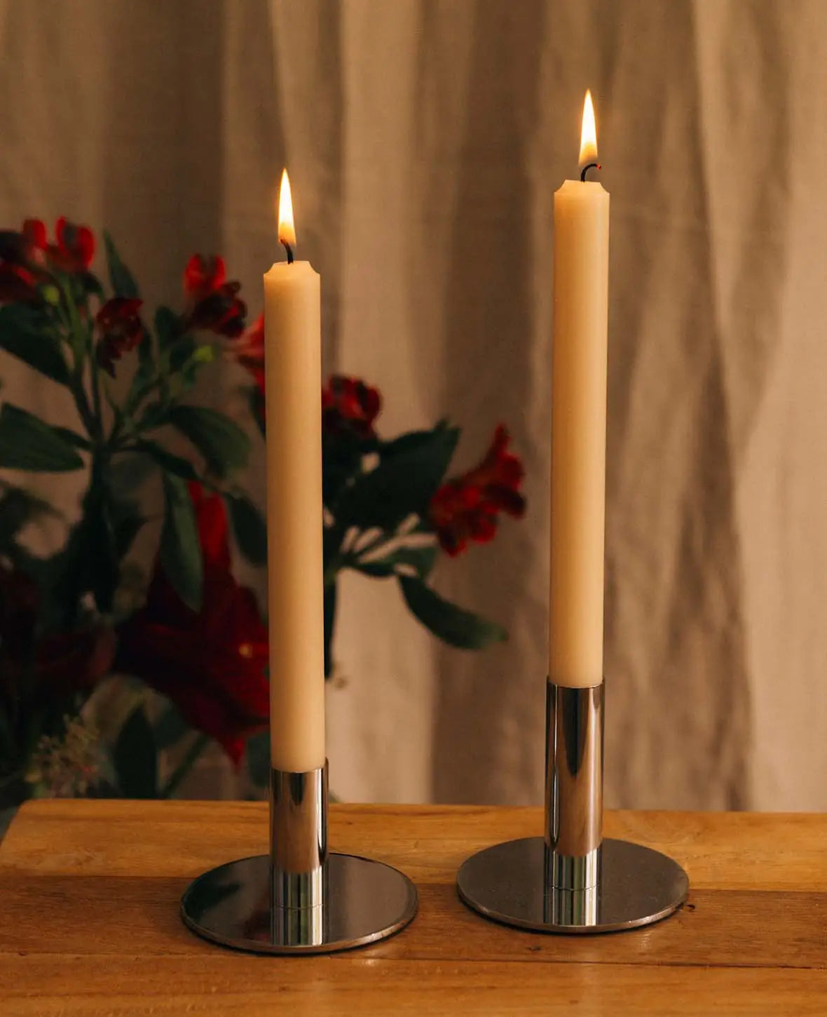 Kerzenständer für Stabkerzen in Silber, H 9.5 cm x Ø 10 cm