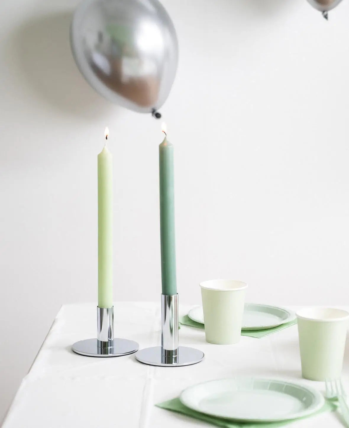 Kerzenständer für Stabkerzen in Silber, H 6.5 cm x Ø 10 cm