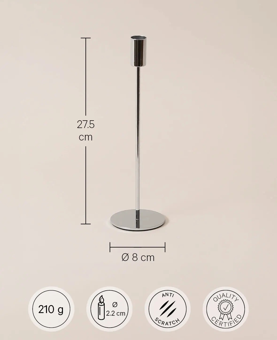 Kerzenständer, silber, 27cm