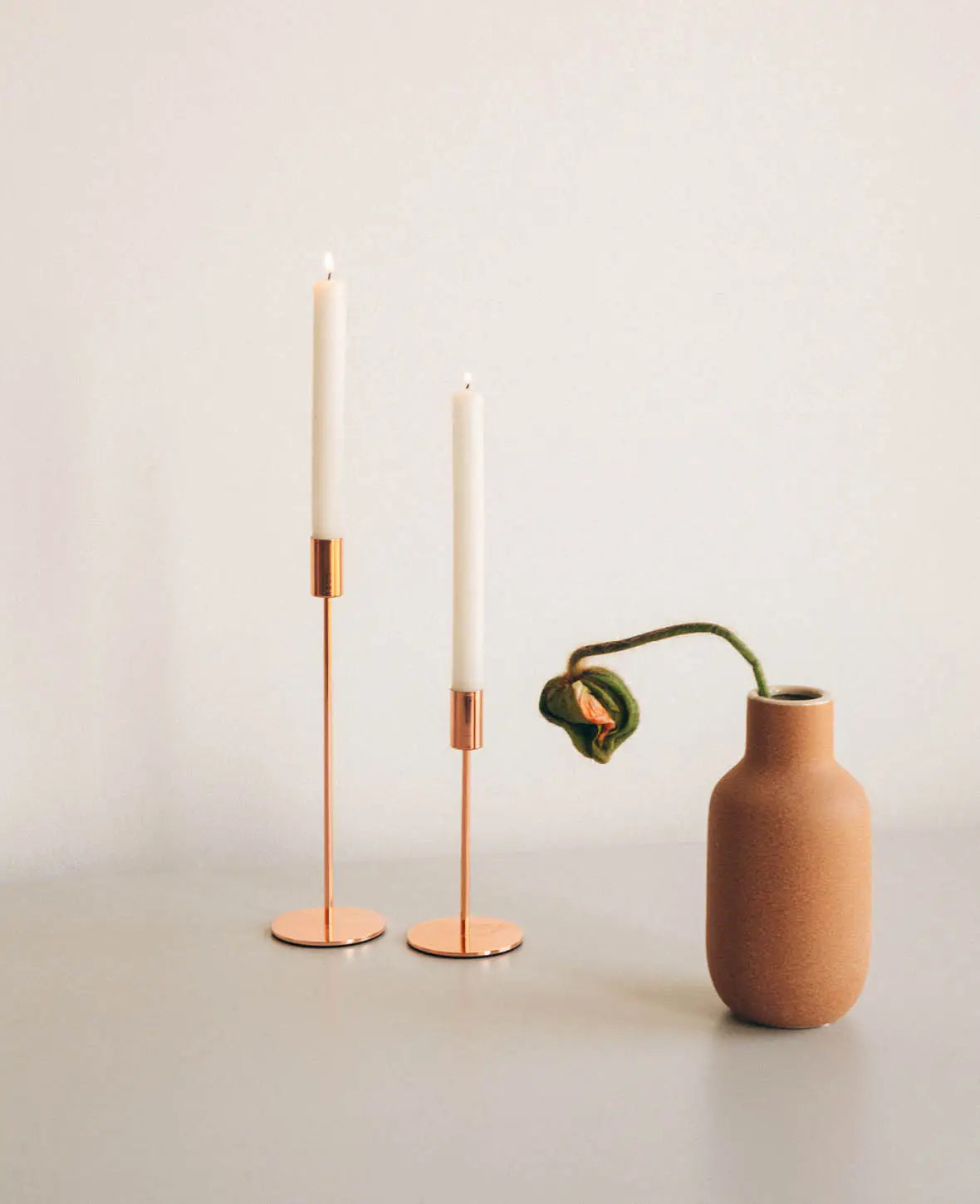 Kerzenständer für Stabkerzen in Kupfer, 17.5 cm