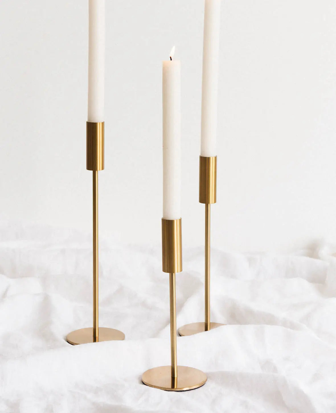 Kerzenständer für Stabkerzen in Messing Gold, Ø 8 x H 30 cm