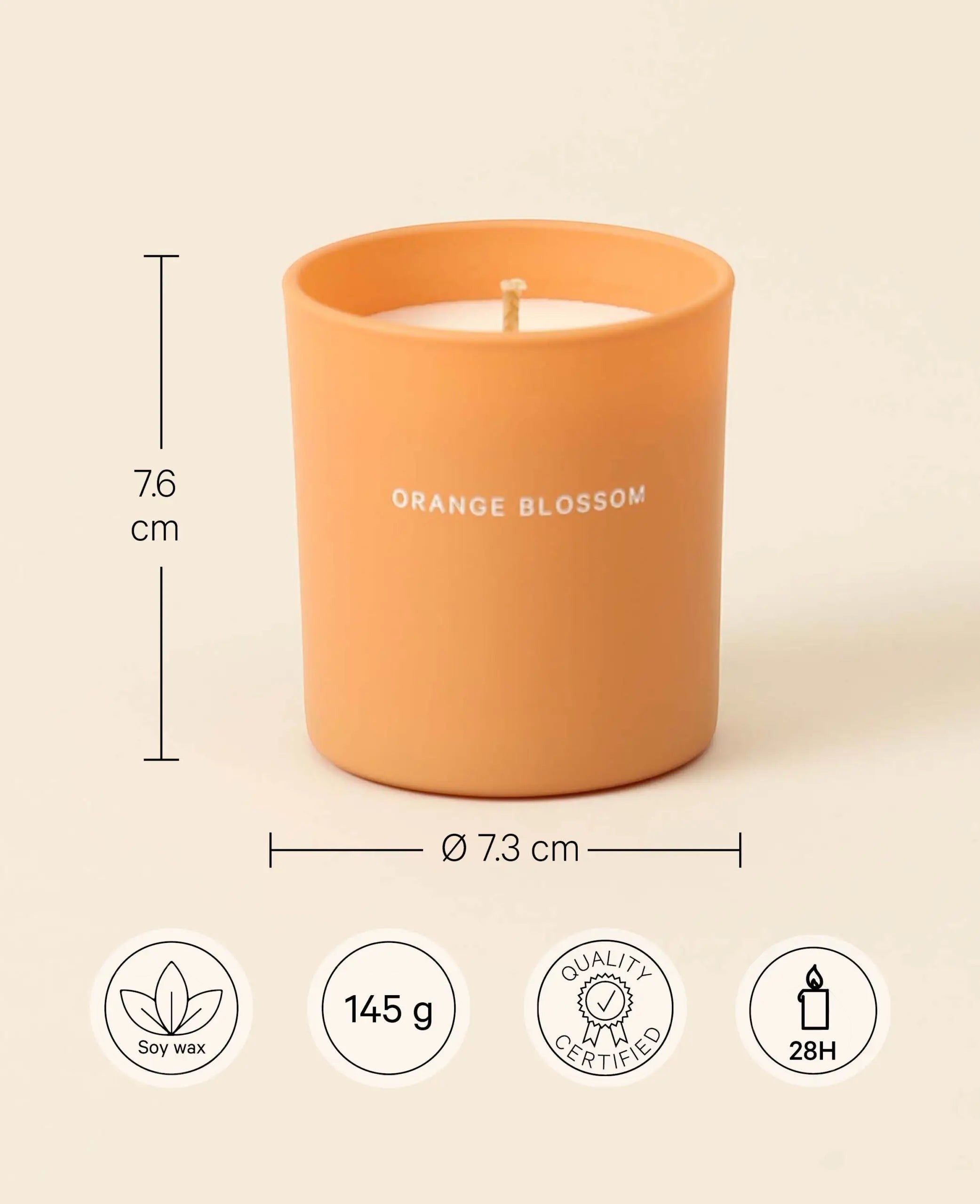 Duftkerze aus Sojawachs, Orange Blossom, 145g
