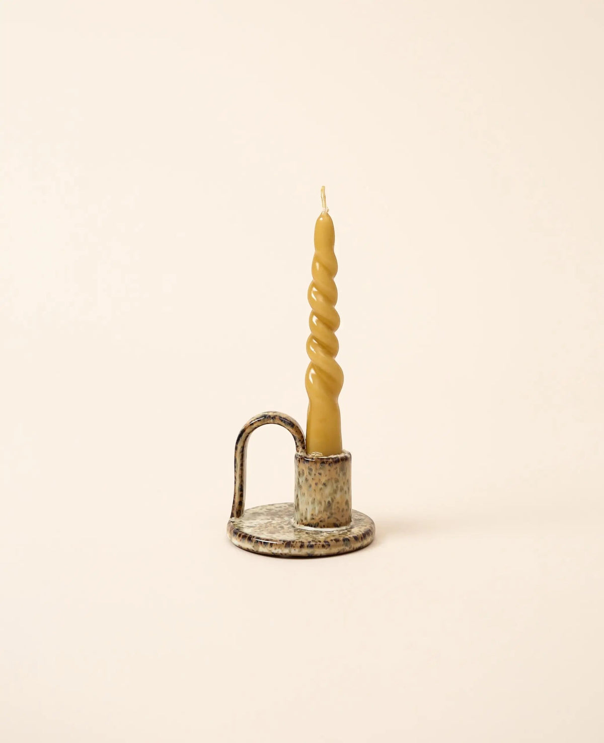 2er Set Stabkerzen / Tafelkerzen mit Twist in hellbraun glänzend, 2.2 cm x 15 cm