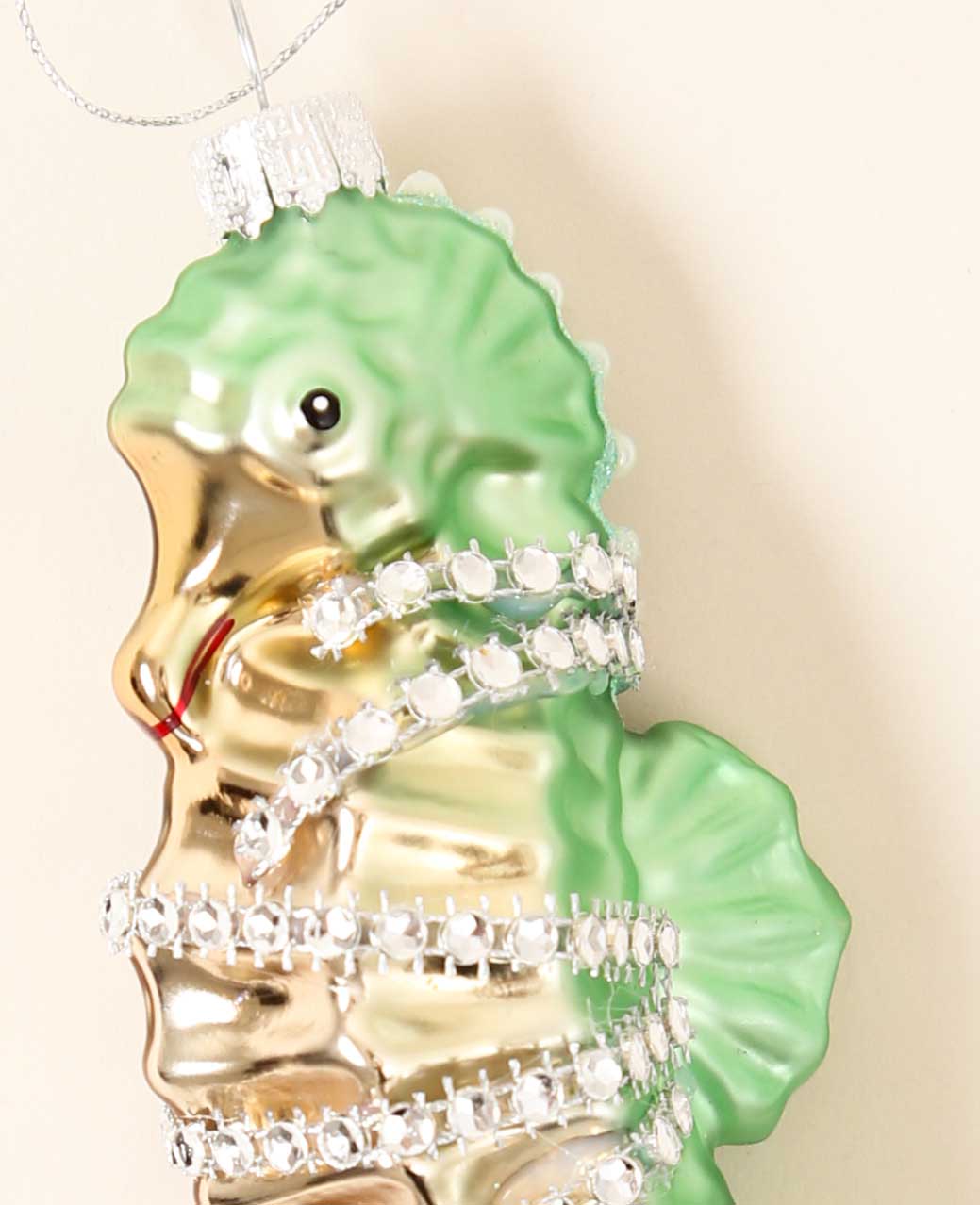 Weihnachtsschmuck / Ornament für den Weihnachtsbaum, Seepferdchen grün