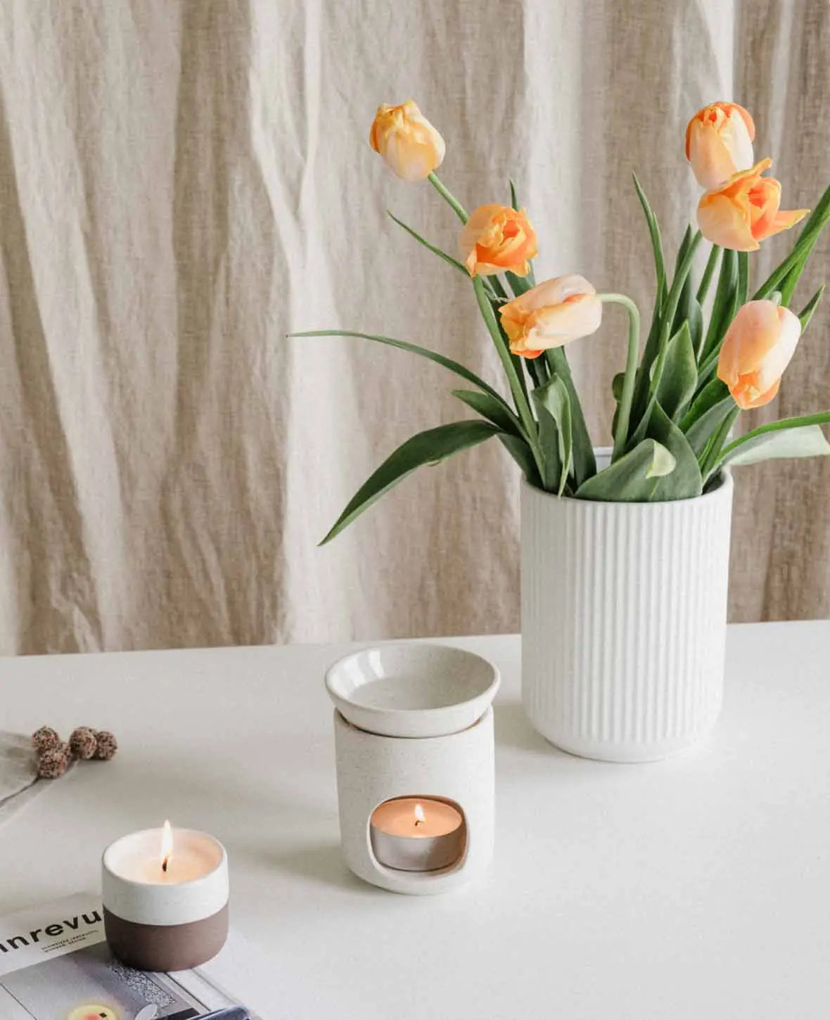Duftlampe / Teelicht mit Duftölschale / Duftdiffusor, beige mit schwarzen Sprenkeln, Ø 11 cm