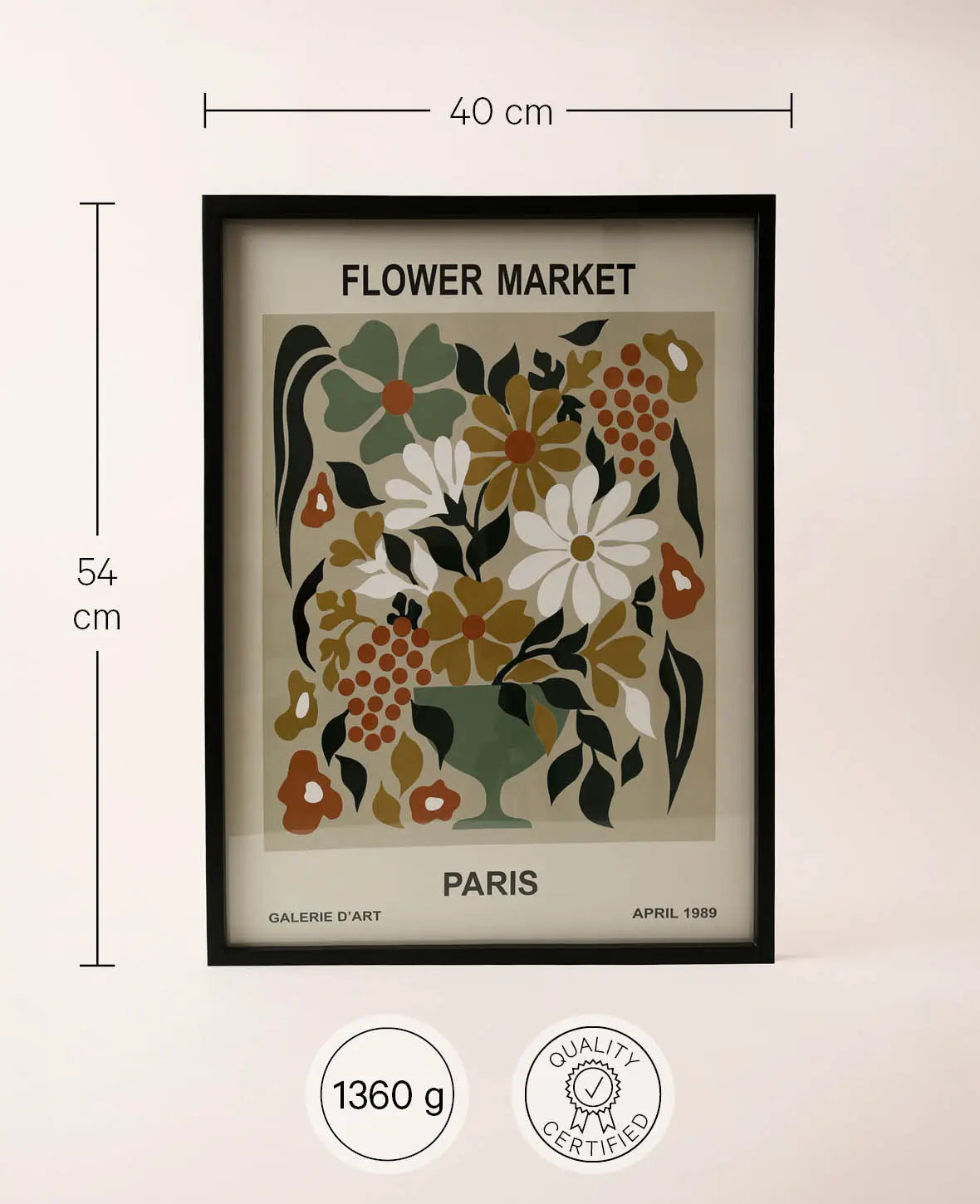 Gerahmtes Poster / Bild / Print mit Illustration "Flowermarket Paris"