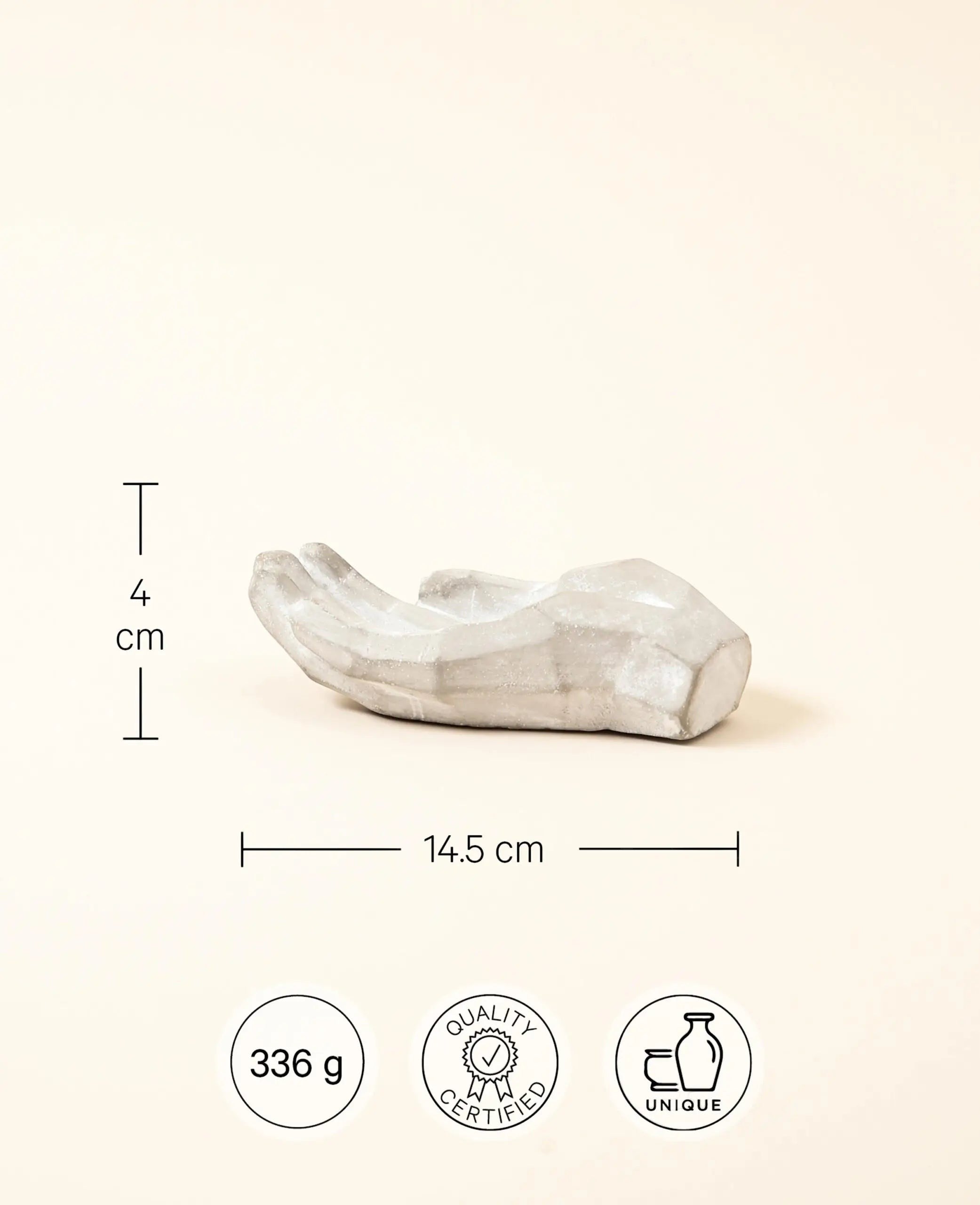 Hand aus Beton zur Dekoration, Briefbeschwerer oder als Aufbewahrung für kleine Gegenstände, 14.5 x 9 x 4 cm