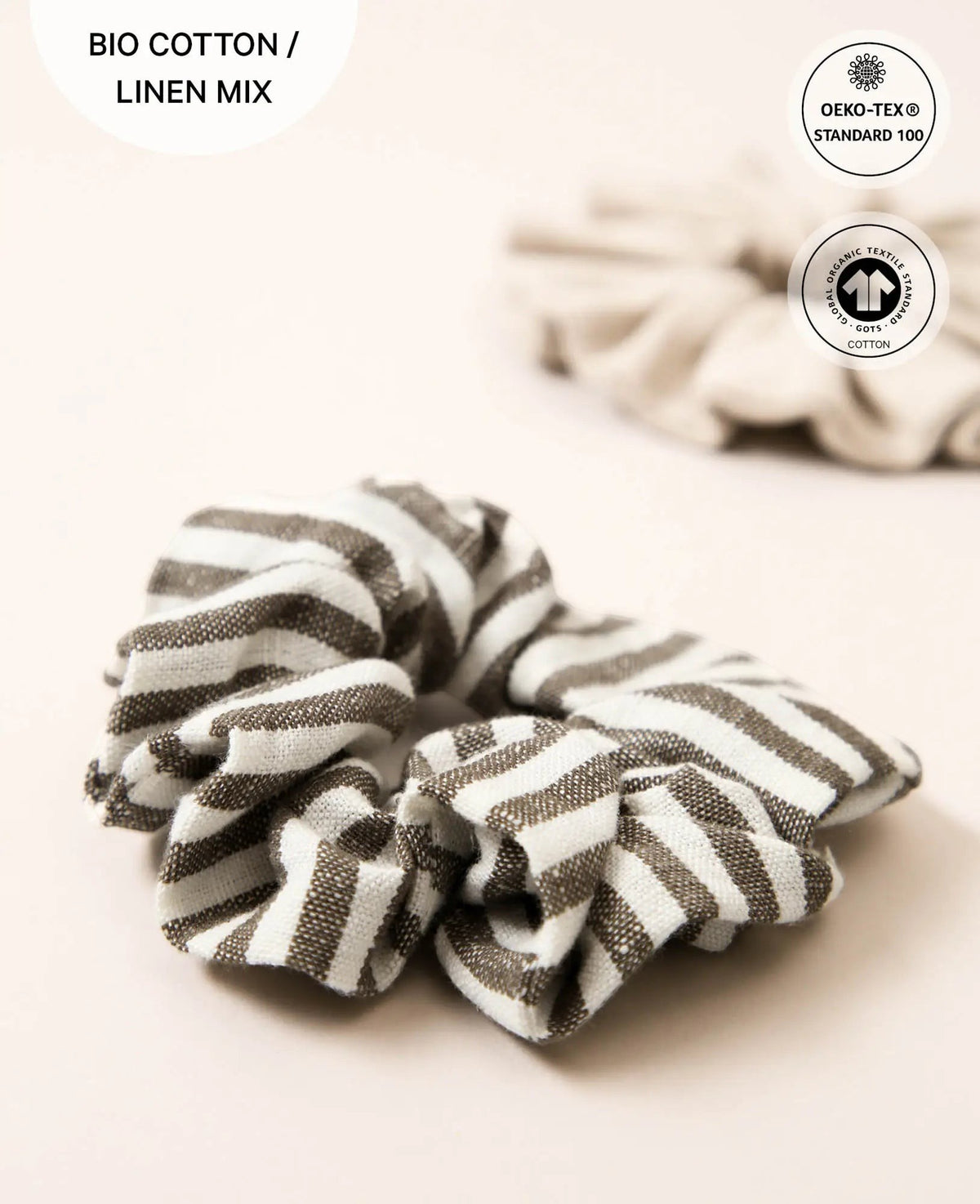 Noya Scrunchie Set, Haargummi aus Stoff, Gestreift & Beige