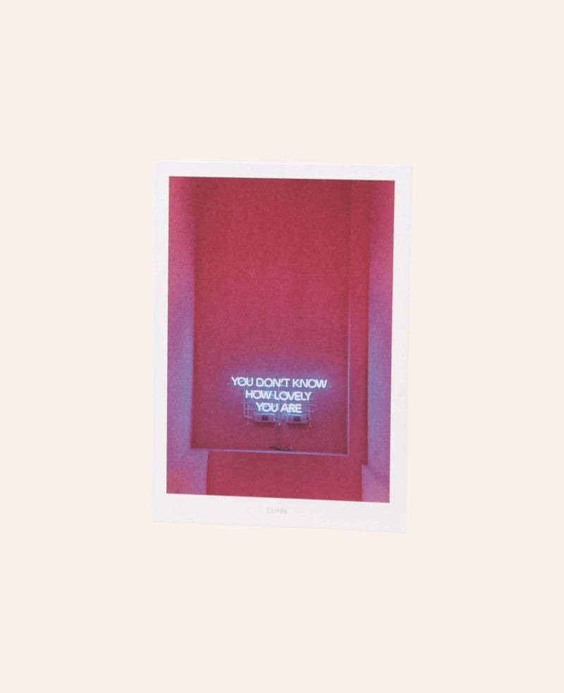 Grusskarte / Postkarte Hochformat, 10.5 x 14.8 cm, "lovely", weisse Karte mit farbigem Foto Print