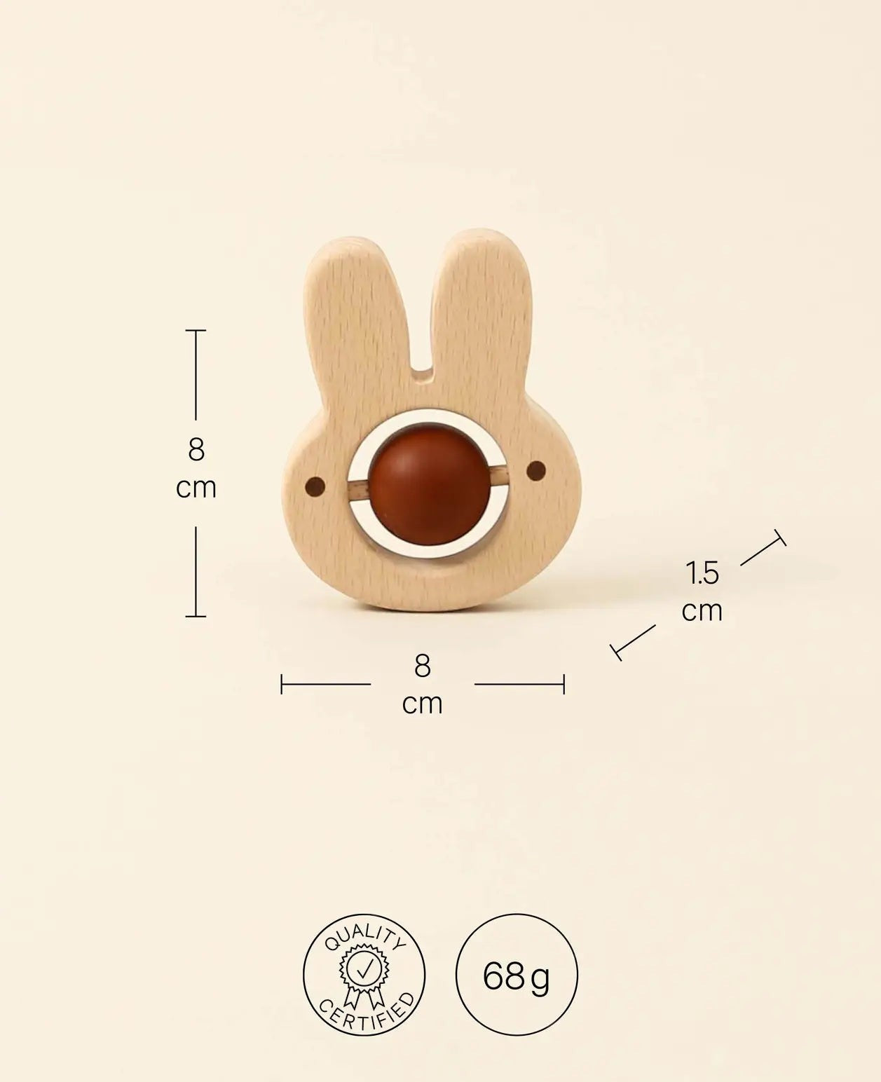 Hasen Beissring aus Buchenholz und Silikon für Kinder ab 3 Monate