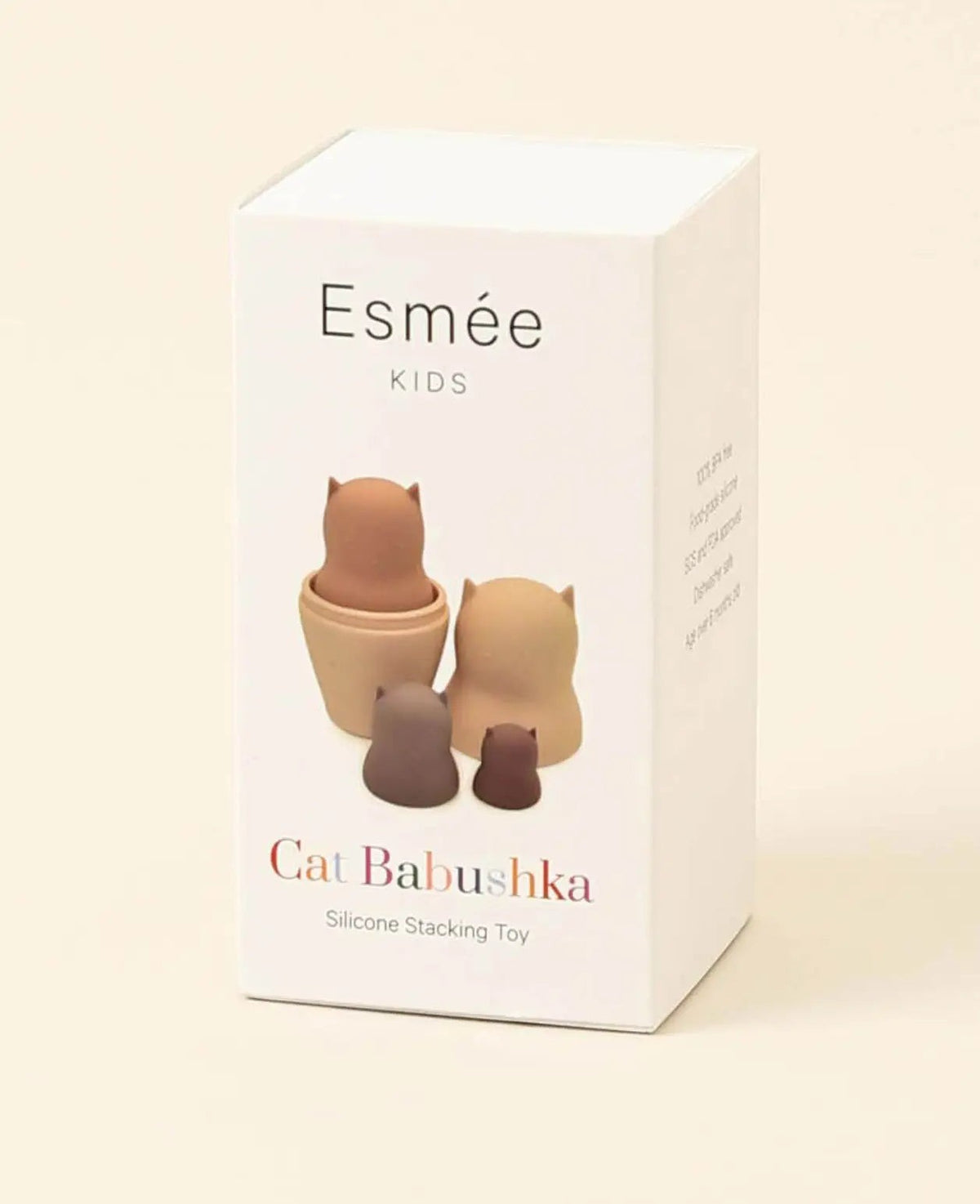 Vierteilige Katzen-Babuschka aus Silikon in rosa-/Lilatönen ab 6 Monaten