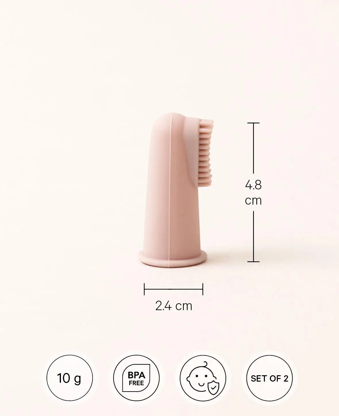 2er Set Fingerzahnbürste für Babys, aus Silikon in Rosa und Beige