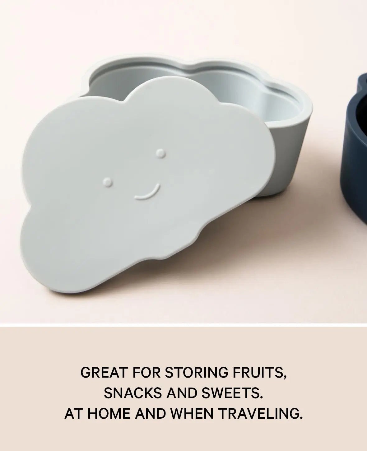 Kinder Lunchbox Set / Snackbox / Aufbewahrungsdosen in Wolken und Bärenform, aus Silikon in Hellblau / Dunkelblau