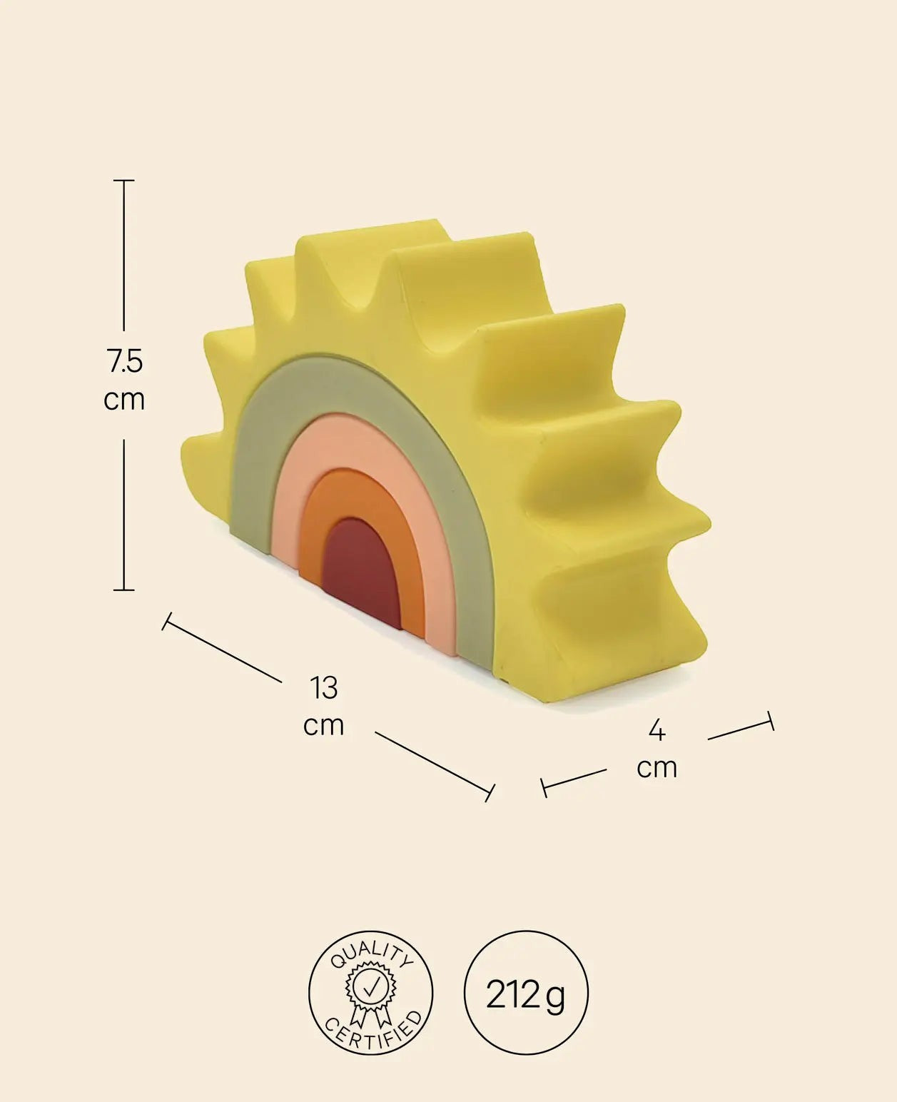Steckspielzeug Sonne, 5-teilig, aus Silikon, ab 6 Monaten, H 7.5 cm