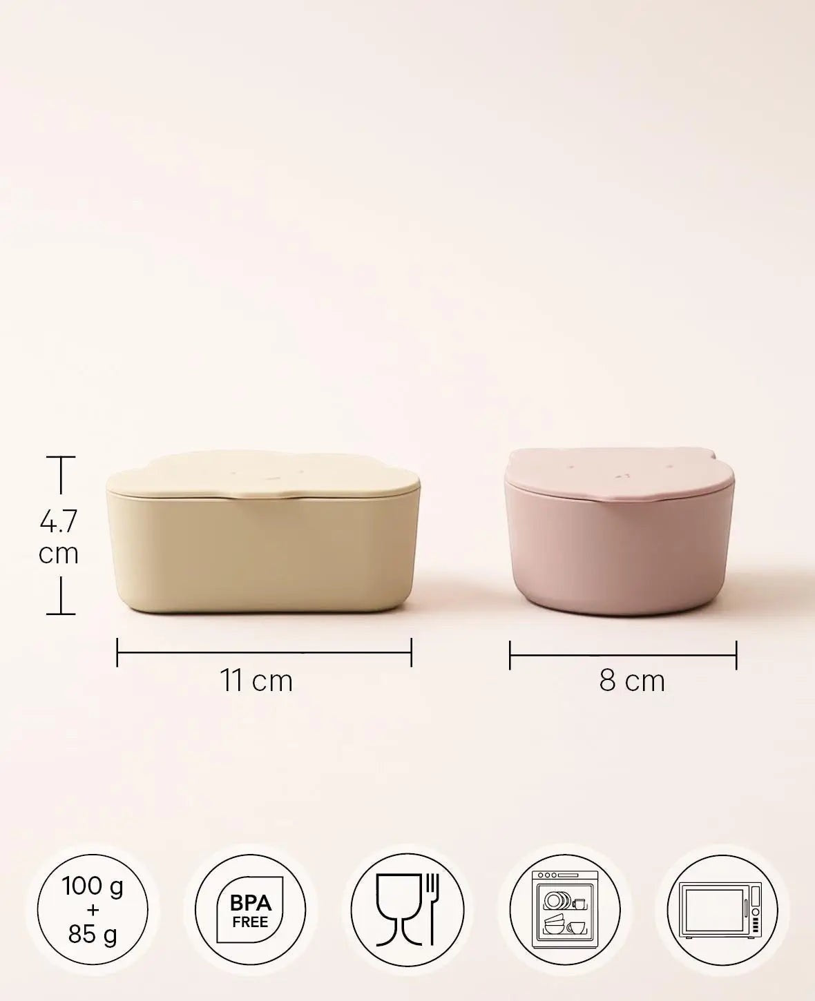 Kinder Lunchbox Set / Snackbox / Aufbewahrungsdosen in Wolken und Bärenform, aus Silikon in Rosa / Beige