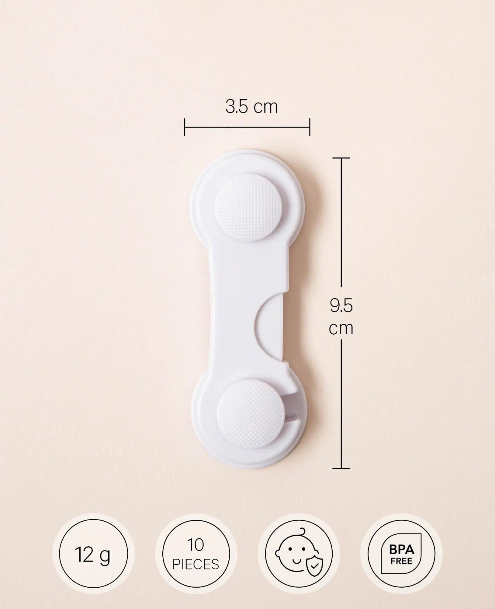 10 Stück Universal Baby / Kindersicherungen für Schränke und Schubladen, weiss