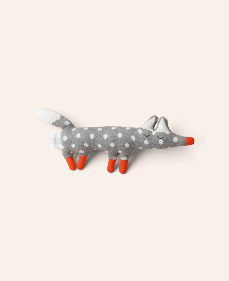 Gestrickter Fuchs / Stofftier aus Baumwolle, L 41 cm x B 6 cm x H 12 cm