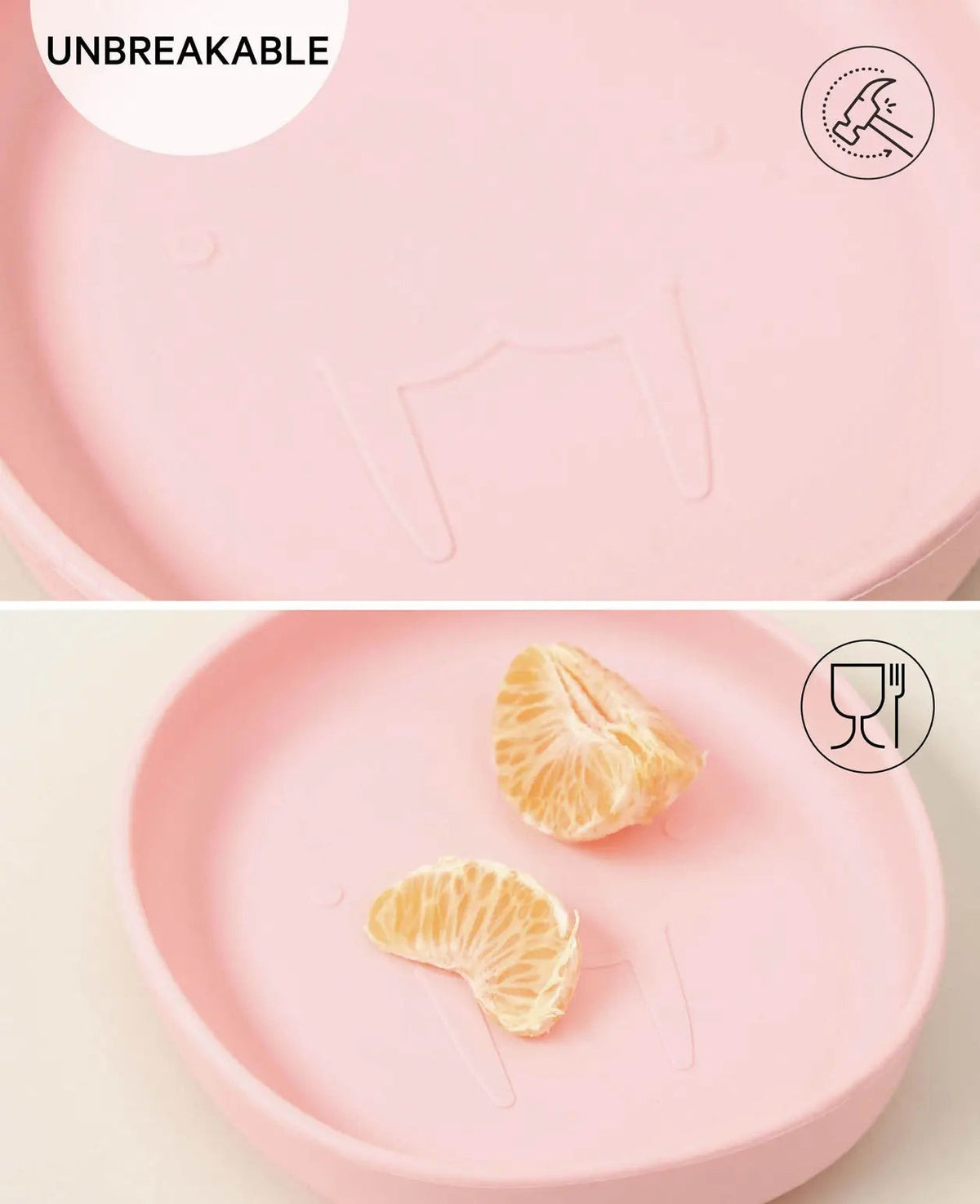 Kinder Monster / Walross Teller aus Silikon in rosa mit Saugnapf, Ø 17 cm