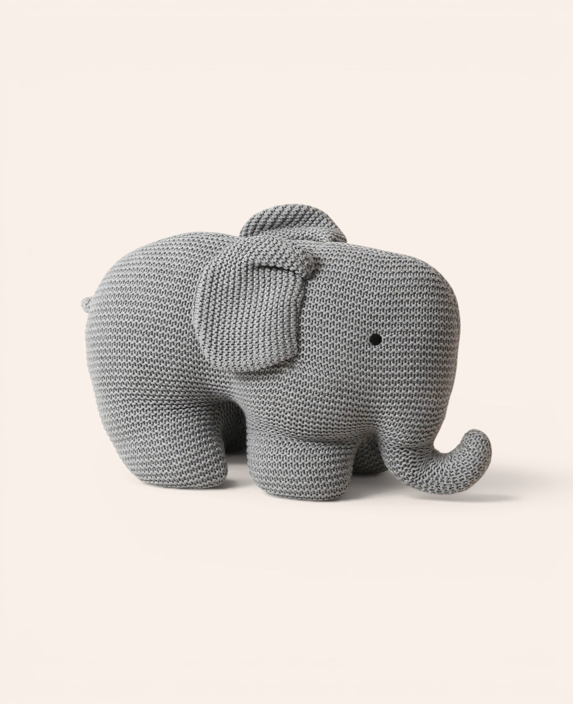 Gestrickter Elefant / Stofftier aus Baumwolle, L 40 cm x B 15 cm x H 25 cm