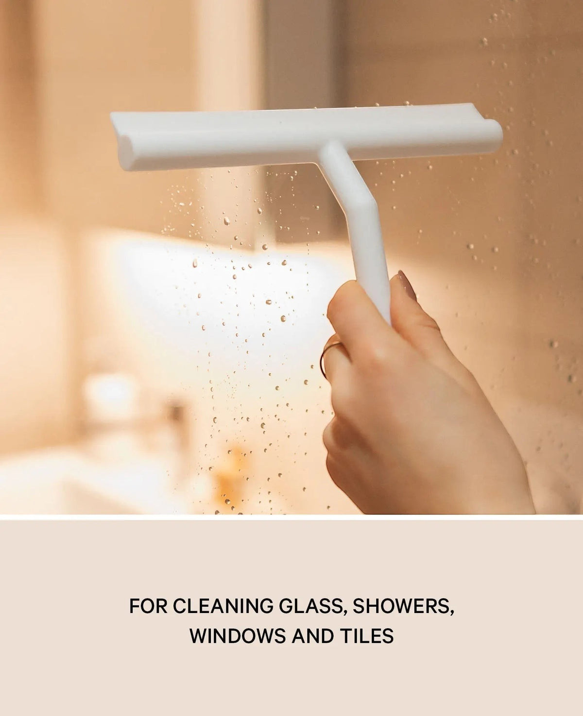 Duschabzieher / Fensterwischer aus Silikon für streifenfreies Glas, Fenster, Fliesen oder Dusche, antibakteriell, ideal für Badezimmer, weiss, 21x19x3cm