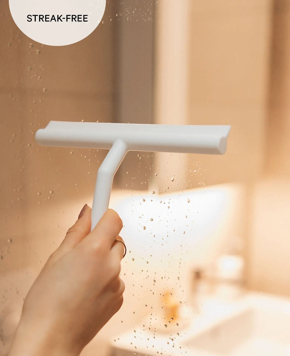 Duschabzieher / Fensterwischer aus Silikon für streifenfreies Glas, Fenster, Fliesen oder Dusche, antibakteriell, ideal für Badezimmer, weiss, 21x19x3cm