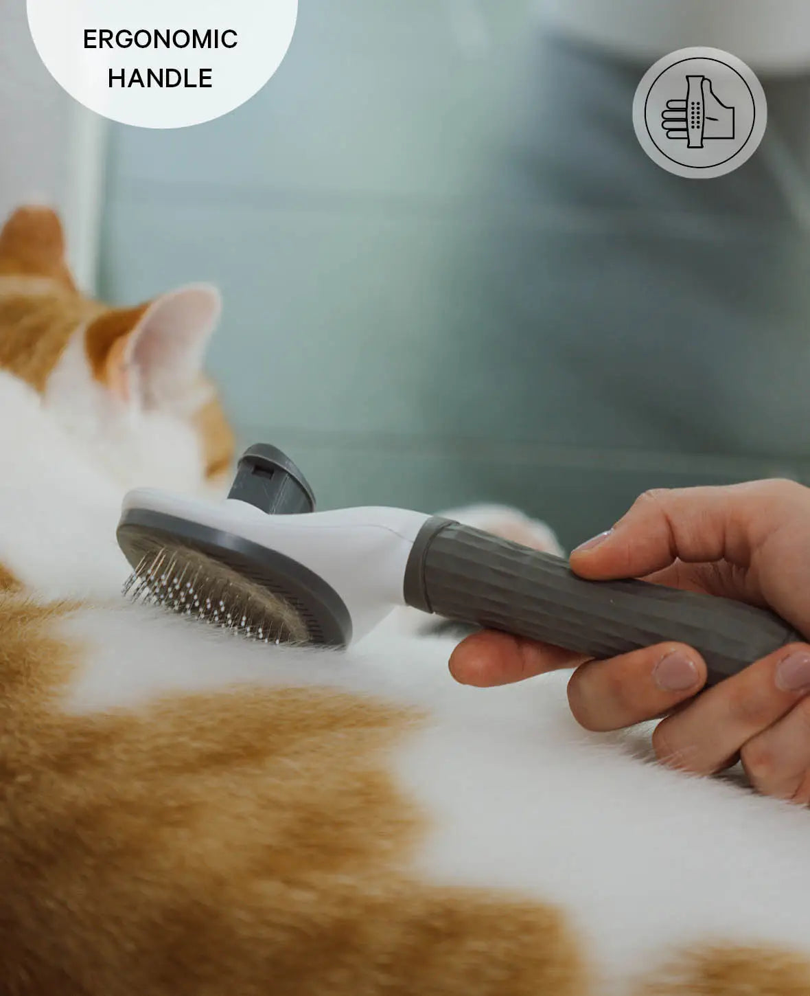 Selbstreinigende Haustier Fellbürste für Katzen und Hunde, eckig, grau-weiss