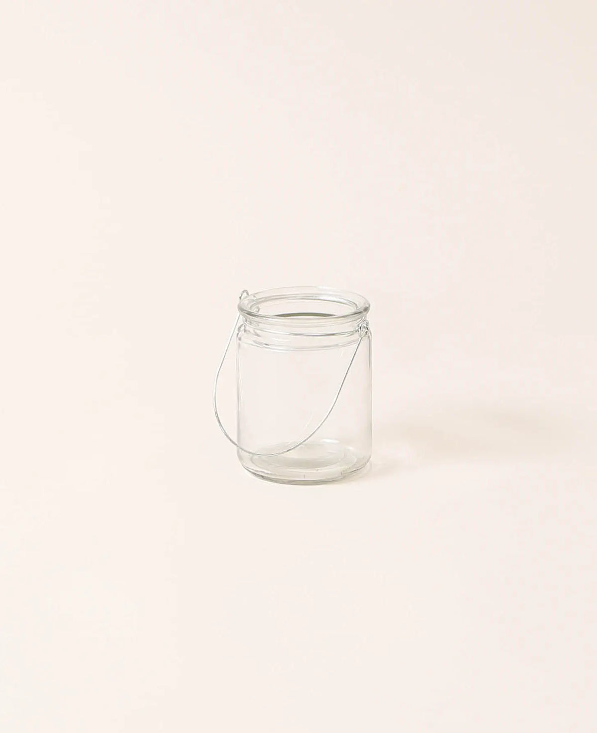 Teelichtglas mit Silberbügel, ø 8 x 10 cm