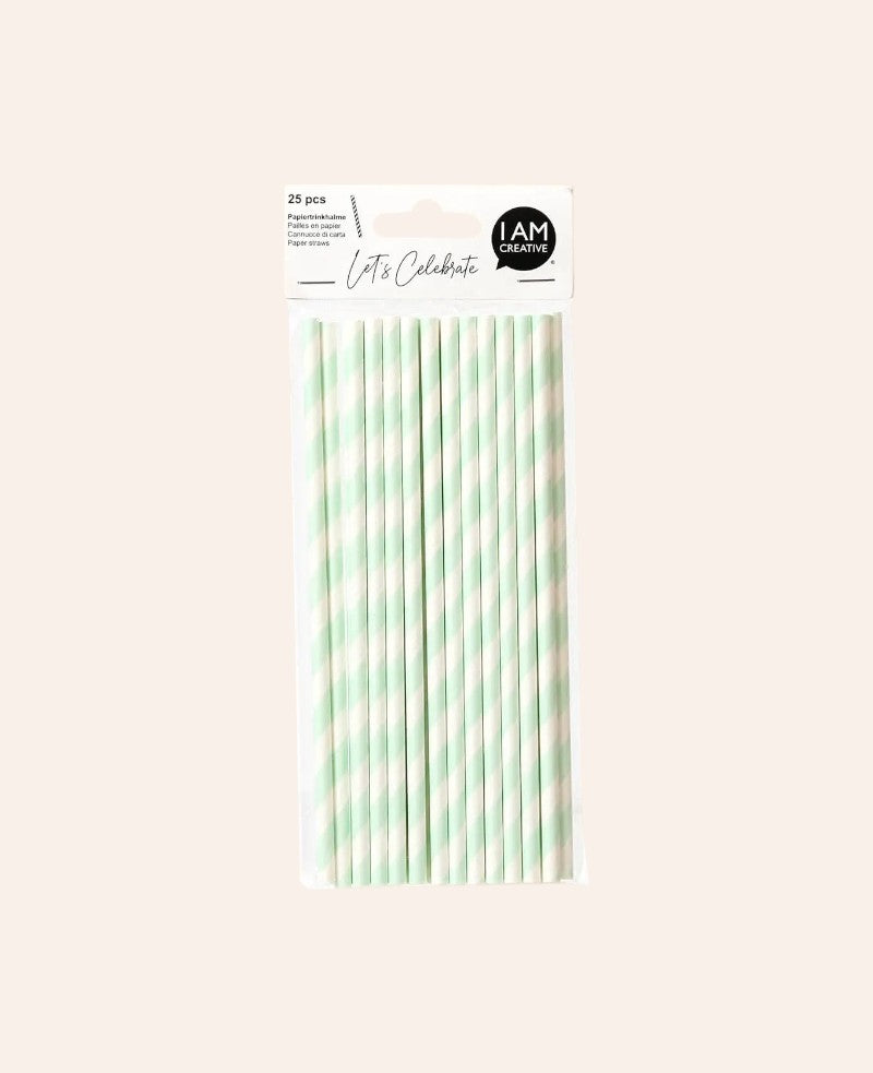 Papiertrinkhalme, Mint, 9.5 cm, 25 Stk.