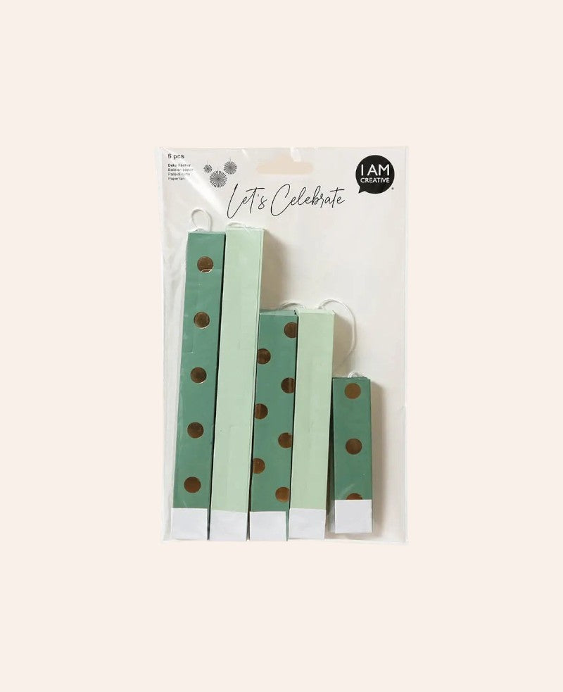 Deko Fächer, Mint & Punkte, 6 Stk.