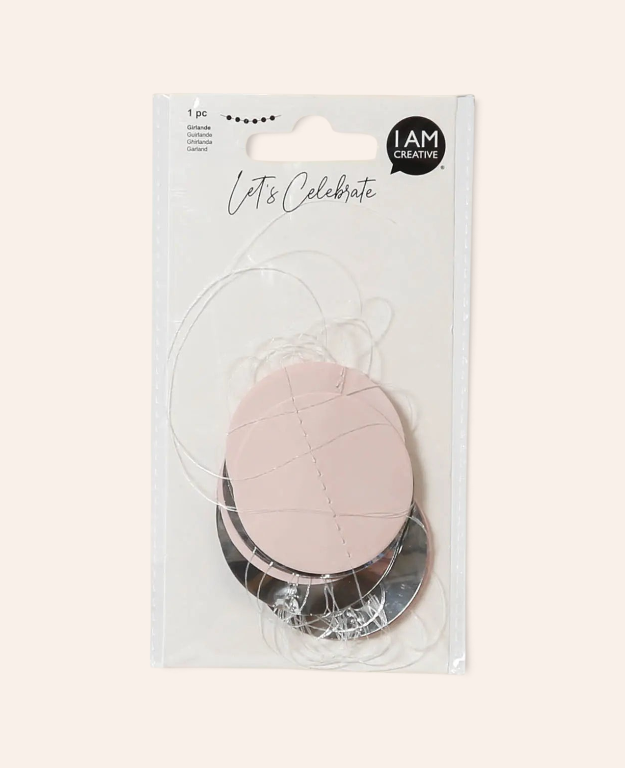 Girlande Punkte rosa / silber, 3 m