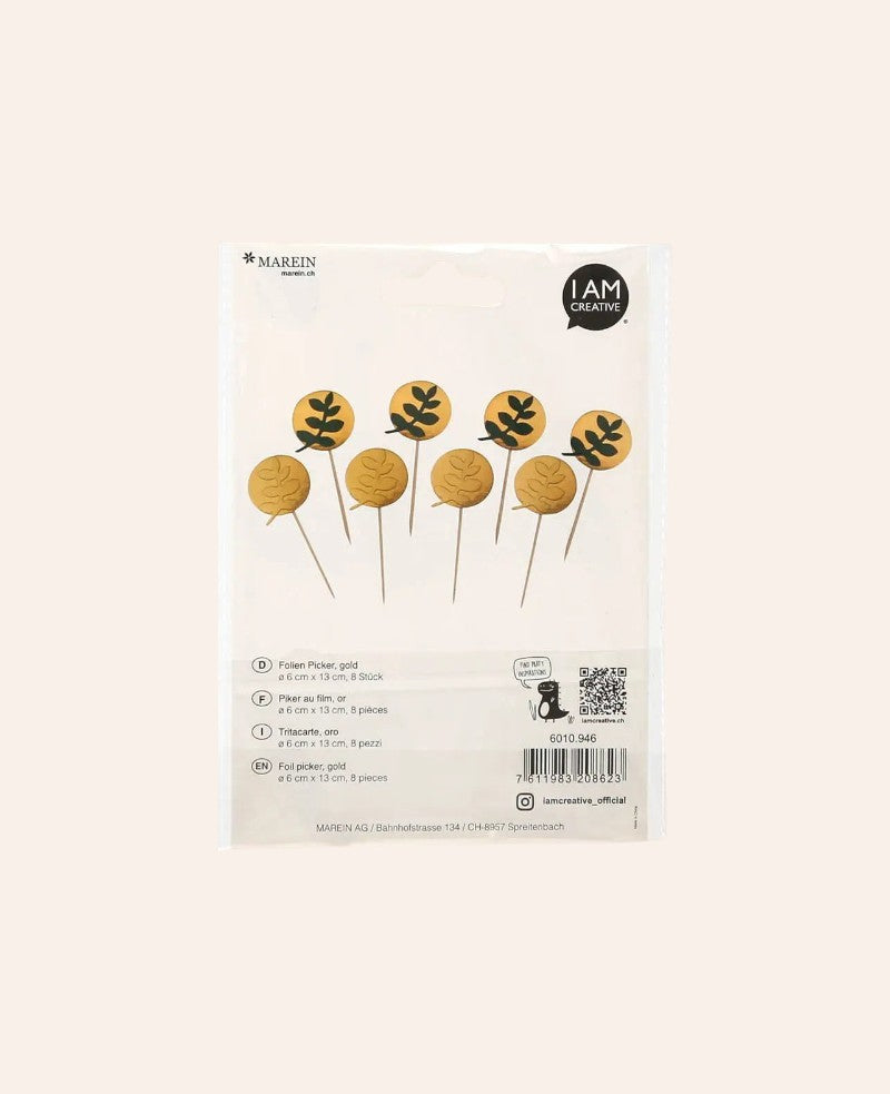 Folien Picker / Cup Cake Topper / Apéro Picker, Gold, 8 Stk.