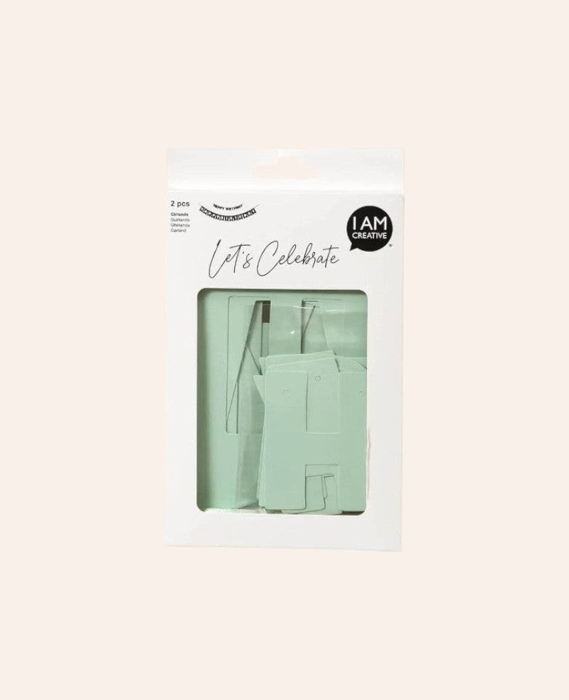 Girlande Birthday, Mint, 230 cm, 2 Stk.