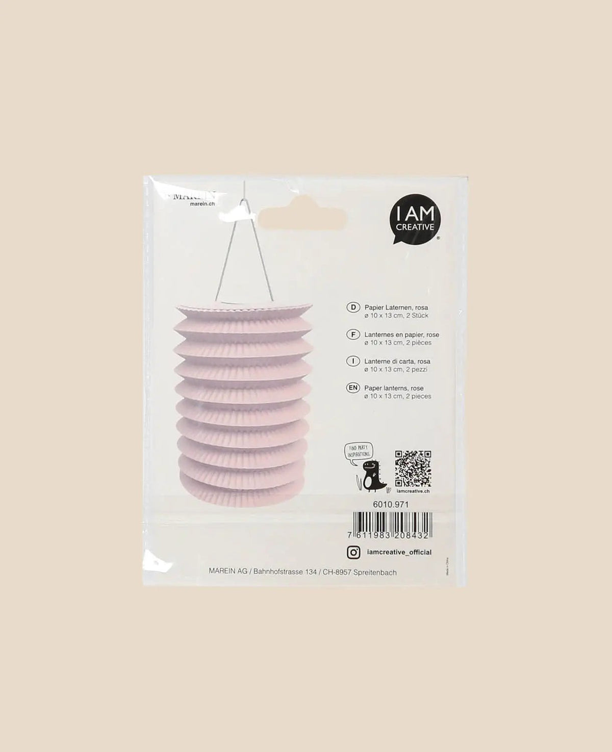 Papier Laterne, Rosa, ø 10 x 13 cm, 2 Stk.