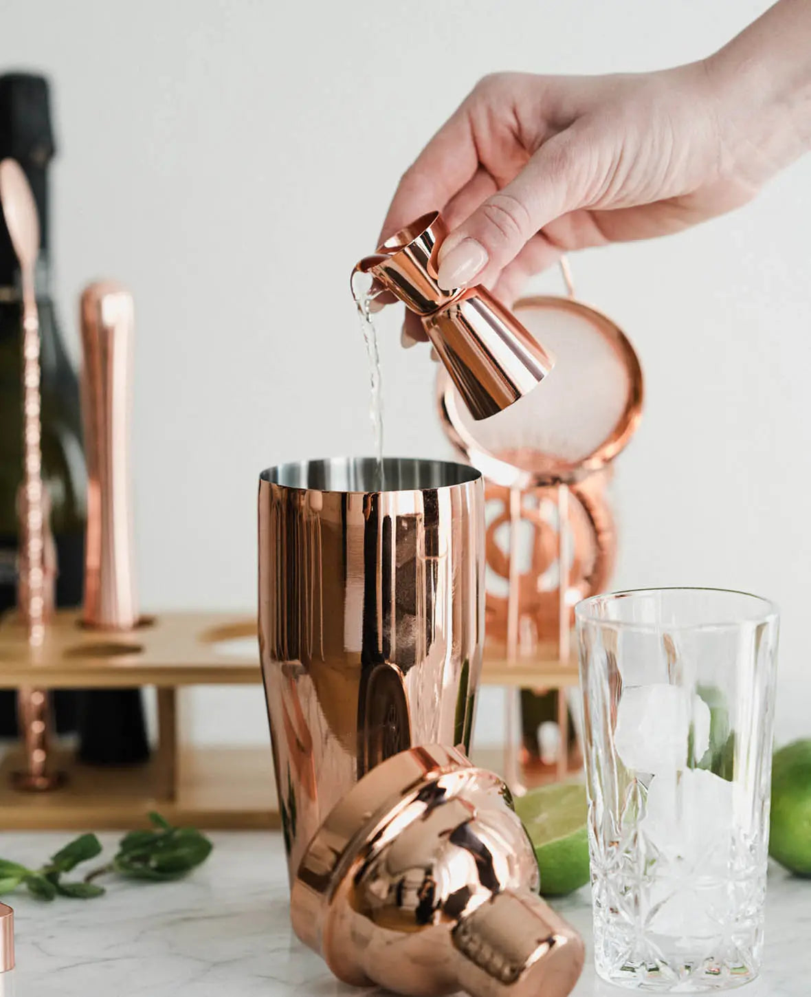Edelstahl Cocktail Mixer Bar Shaker Kit – Roségold