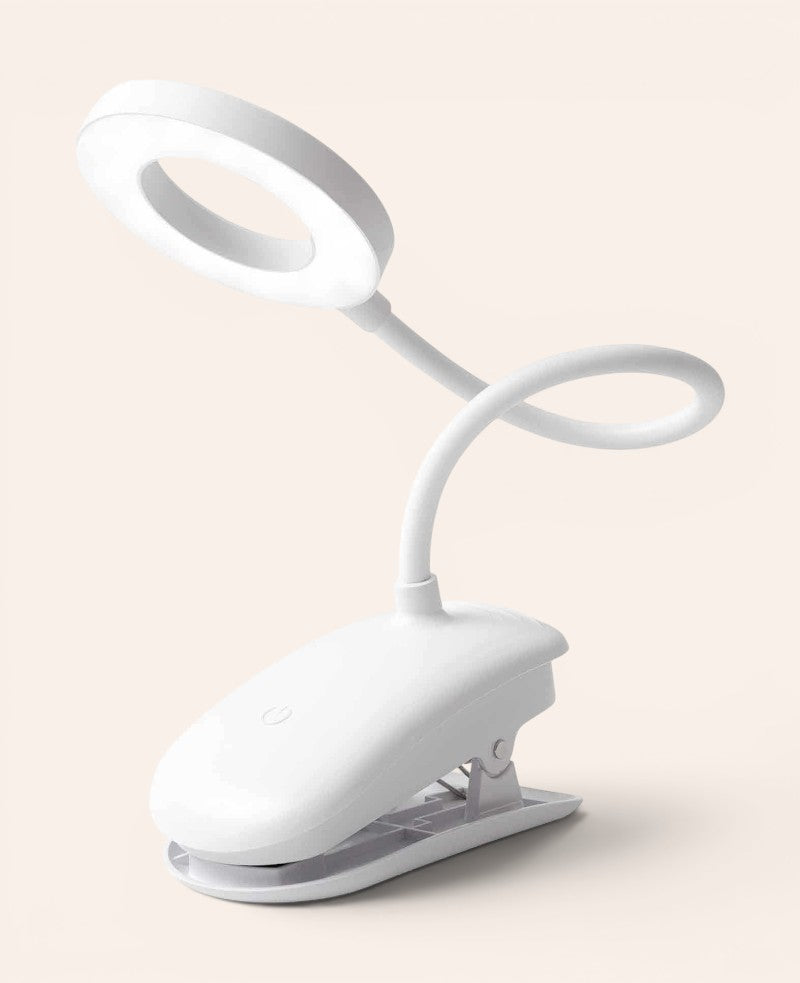 LED Leselampe mit biegbarem Schwanenhals und Clip Halterung, Weiss