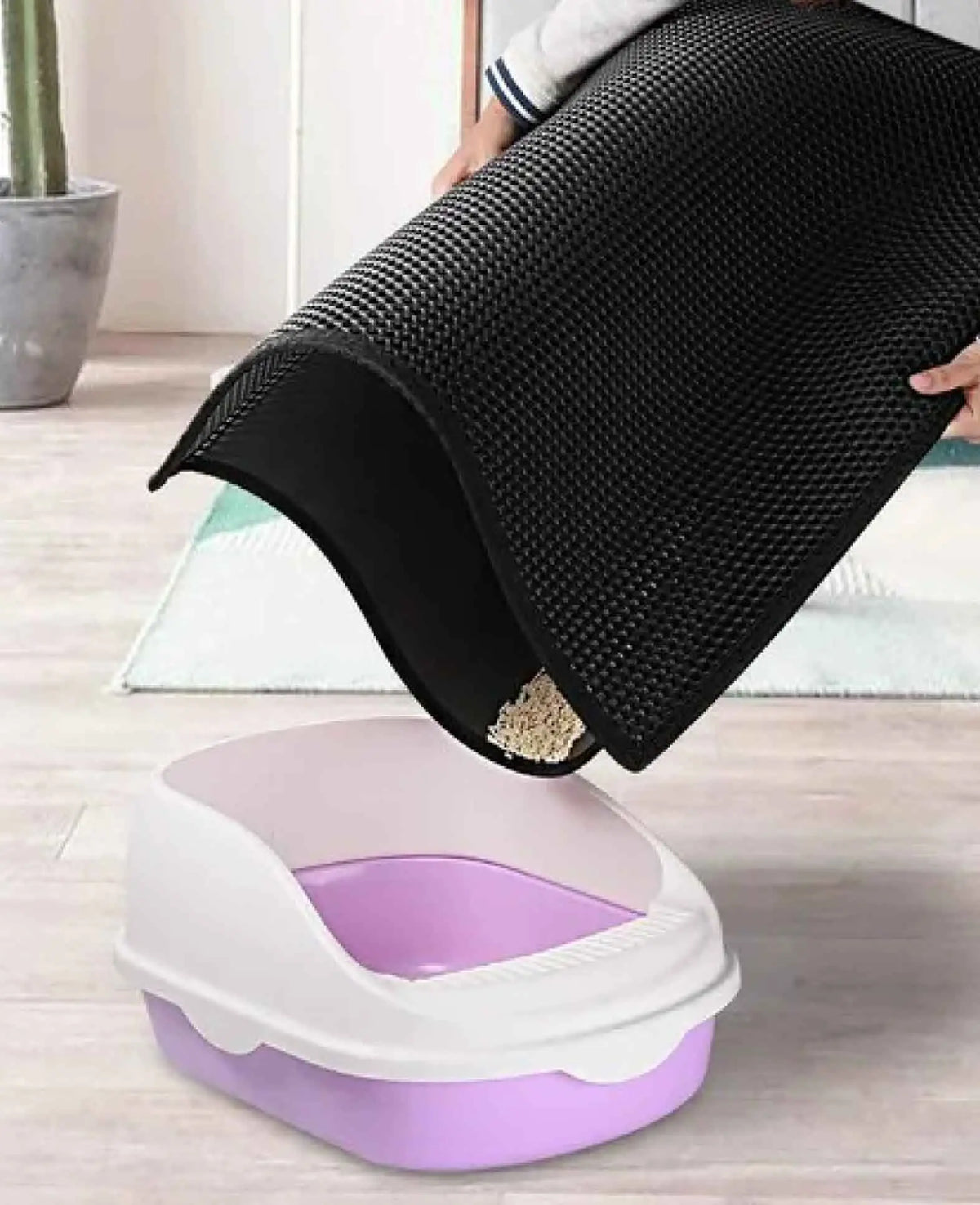 Katzen Toiletten Hygienematte Waben Unterlage - Schwarz, 55x70cm