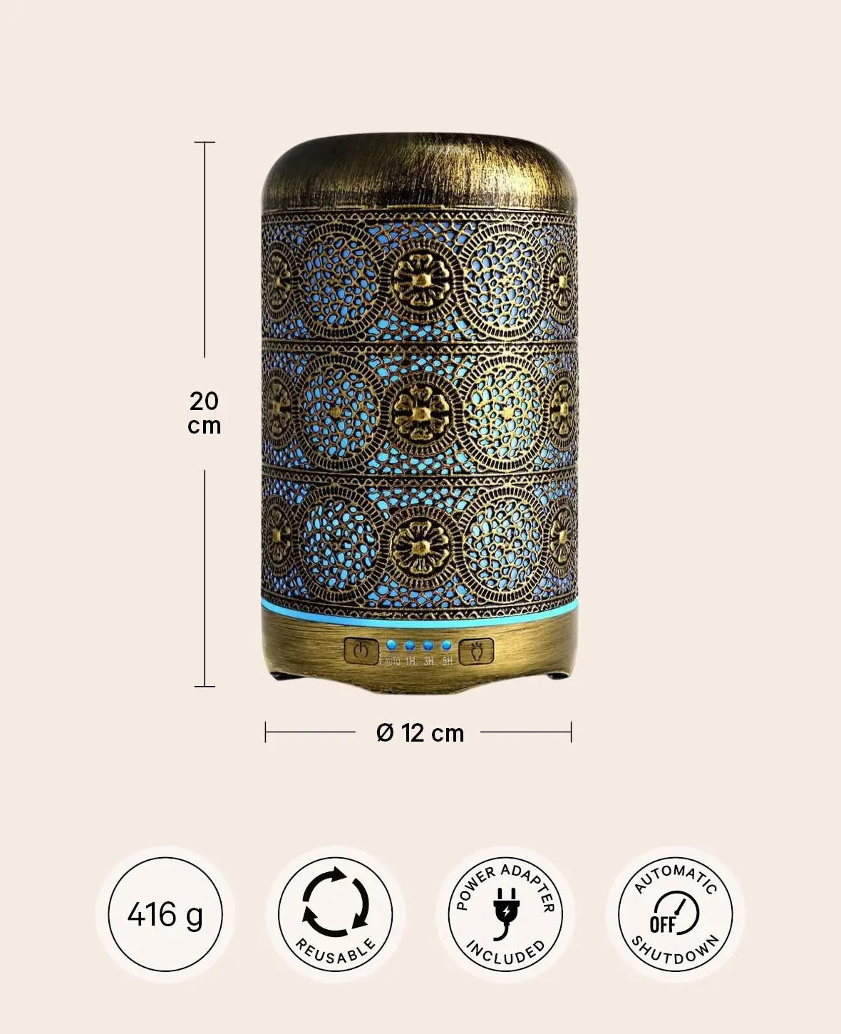 Orientalischer Luftbefeuchter Aroma Öl Diffuser mit LED Beleuchtung, 200ml