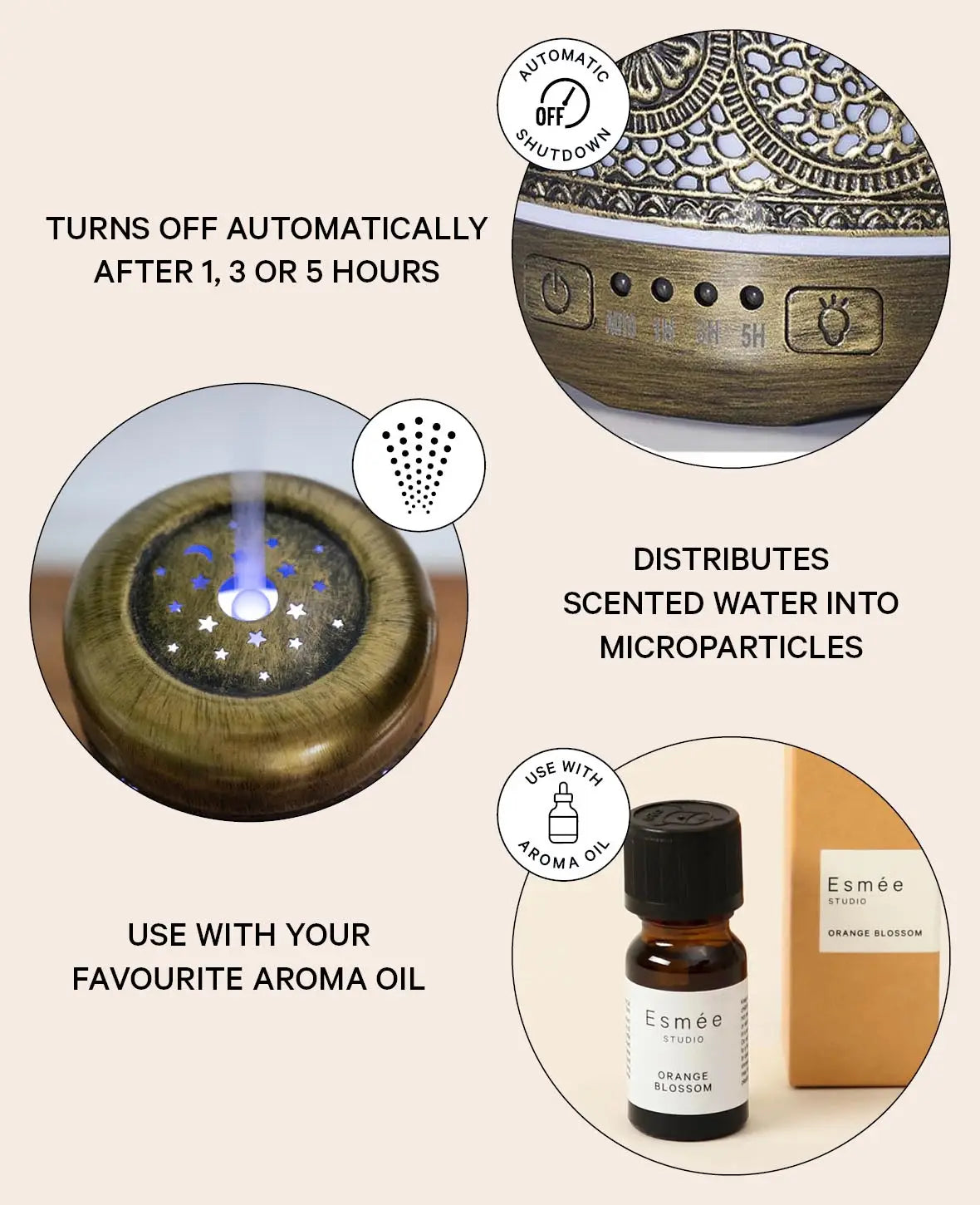 Orientalischer Luftbefeuchter Aroma Öl Diffuser mit LED Beleuchtung, 200ml
