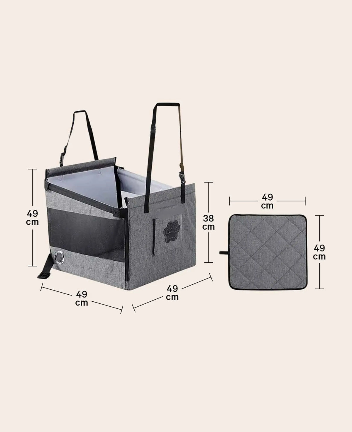 Faltbarer Auto-Hundesitz 49x49cm – Sicher & bequem