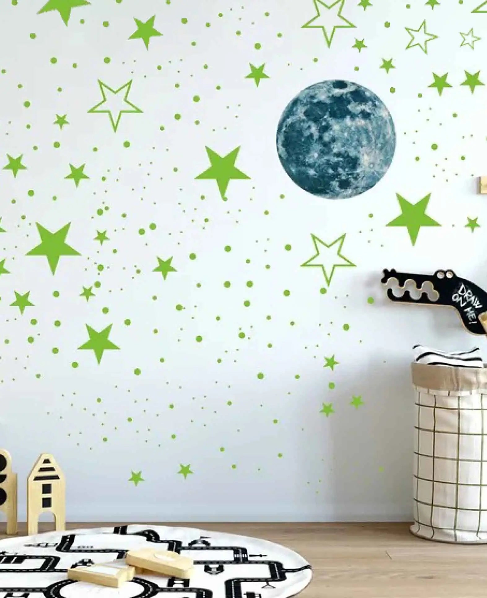 Leuchtsterne Fluoreszierender Mond Wandsticker Nacht Himmel, 435 Stk.
